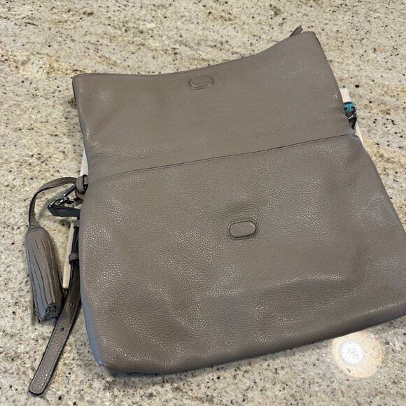 Tory Burch Thea Fold-Over Messenger Bag, taupe leather - Picture 3 of 3